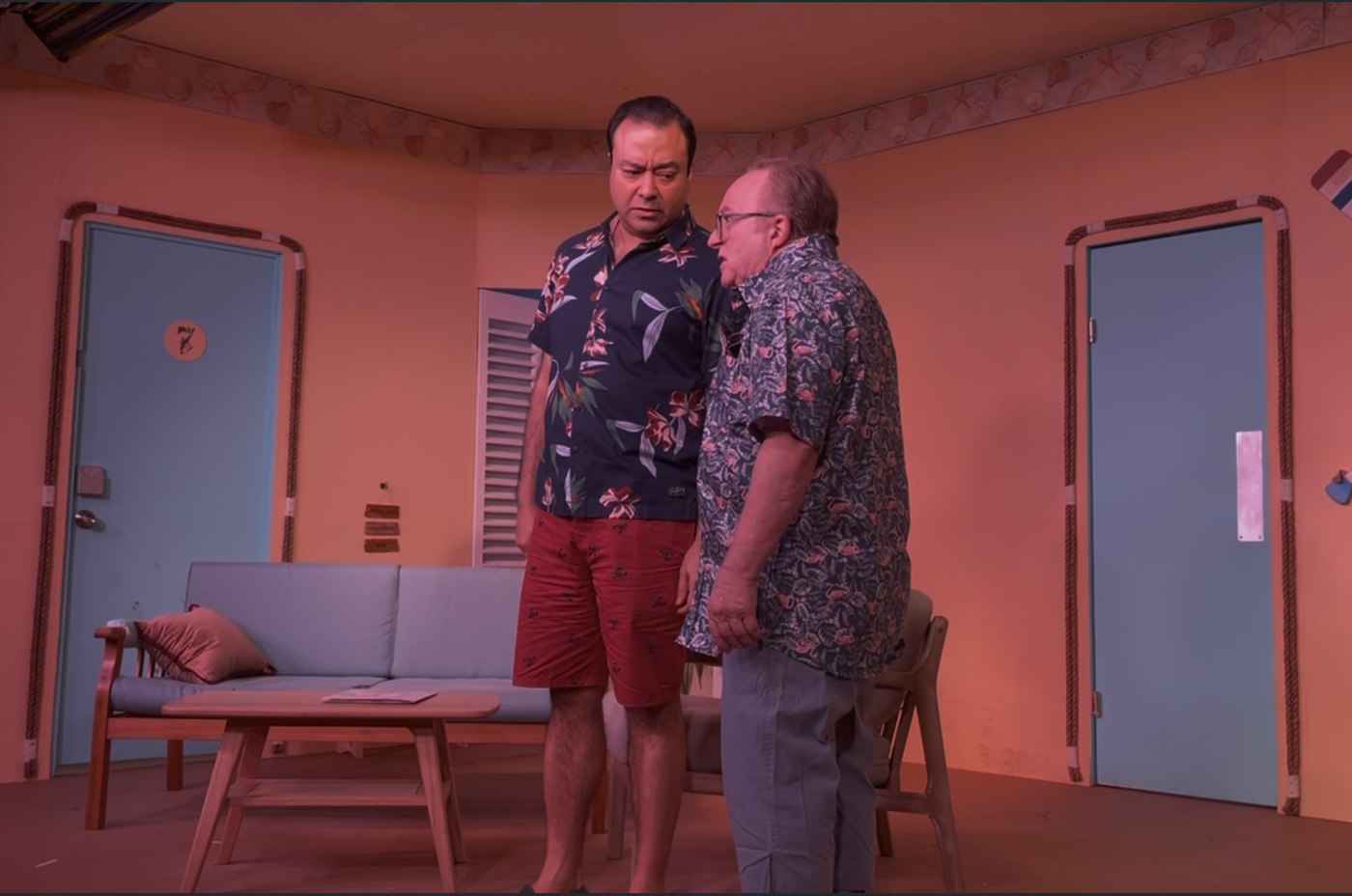 Gautam Kannan performing on stage in "Sandy Toes and Salty Kisses"